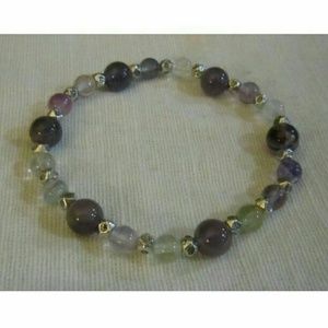 Purple green natural gemstones bracelet gift boxed